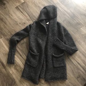 Jcrew belted charcoal wool Sweater